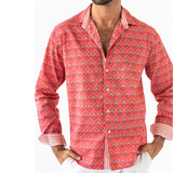 CLASSIC CORAL COTTON BLOCKPRINT SHIRT