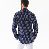 NAVY LINE IKAT WOVEN COTTON SHIRT