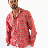 CLASSIC CORAL COTTON BLOCKPRINT SHIRT