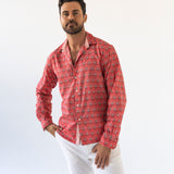 CLASSIC CORAL COTTON BLOCKPRINT SHIRT