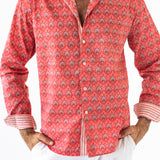 CLASSIC CORAL COTTON BLOCKPRINT SHIRT