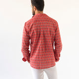 CLASSIC CORAL COTTON BLOCKPRINT SHIRT