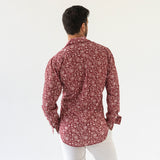 RUBY RED MUL BLOCKPRINT COTTON SHIRT