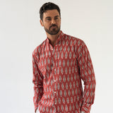 RUBY RED LINE IKAT WOVEN COTTON SHIRT