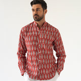 RUBY RED LINE IKAT WOVEN COTTON SHIRT