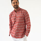 RUBY RED LINE IKAT WOVEN COTTON SHIRT