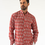 RUBY RED LINE IKAT WOVEN COTTON SHIRT