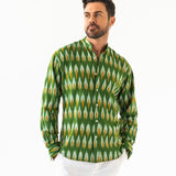 GREEN TULSI  IKAT WOVEN COTTON SHIRT