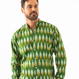 GREEN TULSI  IKAT WOVEN COTTON SHIRT