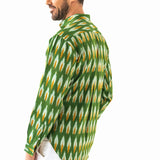 GREEN TULSI  IKAT WOVEN COTTON SHIRT