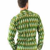 GREEN TULSI  IKAT WOVEN COTTON SHIRT