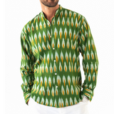 GREEN TULSI  IKAT WOVEN COTTON SHIRT